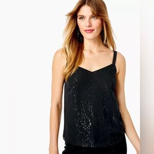 Lilly Pulitzer NWT NADIA SILK CAMI ONYX
FISH CLIP CHIFFON XL